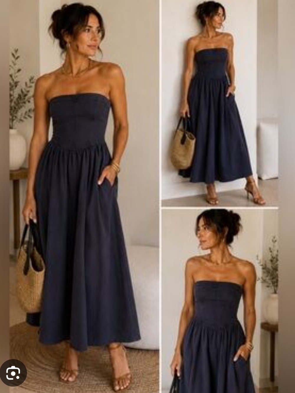 NWT Young Fabulous & Broke Strapless  Denim Midi Dress Sz M